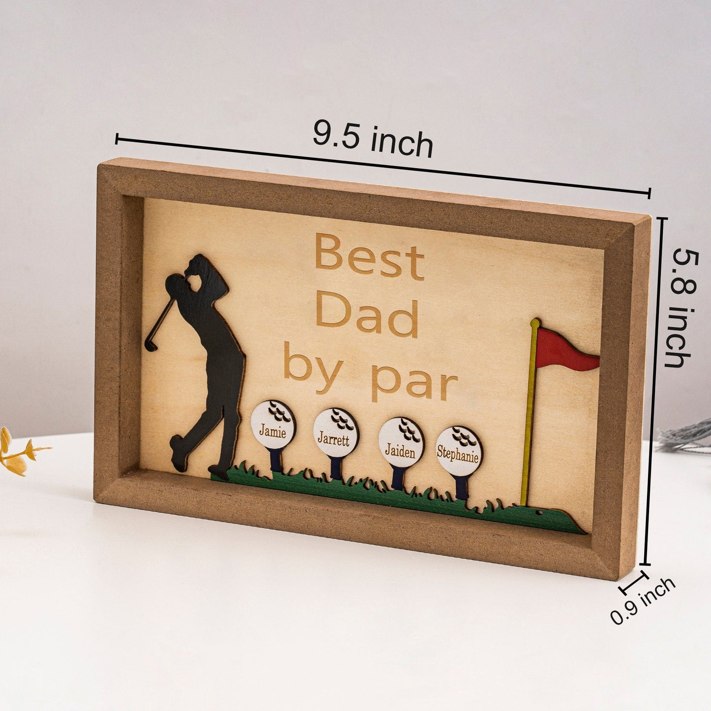 Best Dad by Par Sign, Wooden Golf Sign, Fathers Day Gifts, Personalized Plaque for Dad, Grandpa, Unique Gifts for Dad, Custom Golf Name Sign