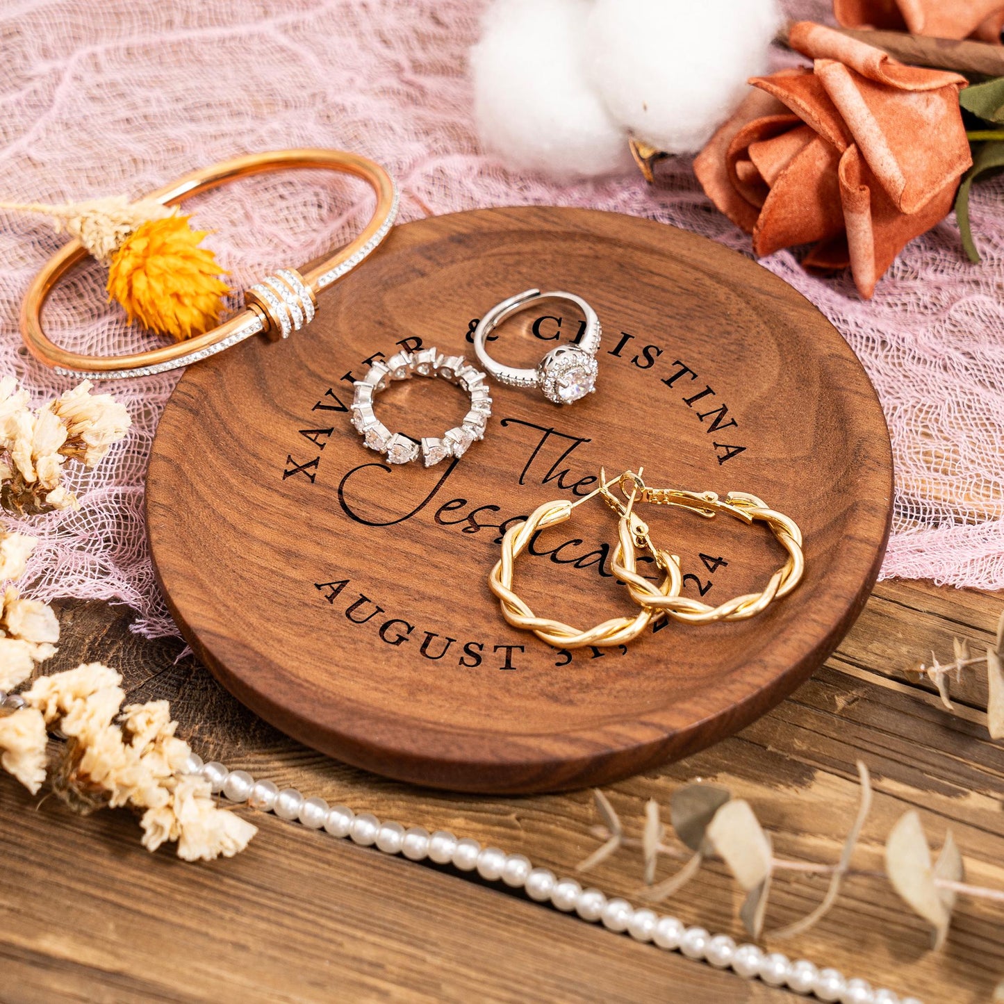 Personalized Ring Dish, Engagement Gifts, Wedding Ring Dish, Custom Jewelry Dish, Wood Ring Holder, Engagement Ring Dish, Anniversary Gifts