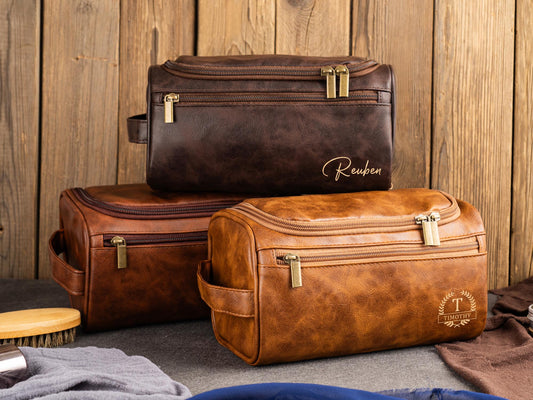 Personalized Men’s Leather Toiletry Bag – A Stylish & Practical Gift for Him