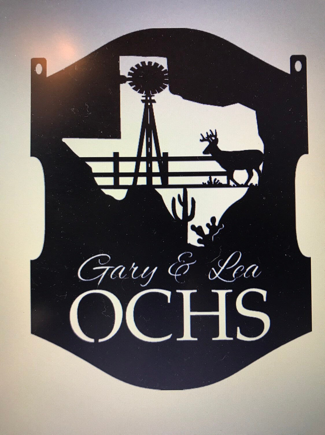 TEXAS Longhorn / Deer Cactus METAL SIGN with your name