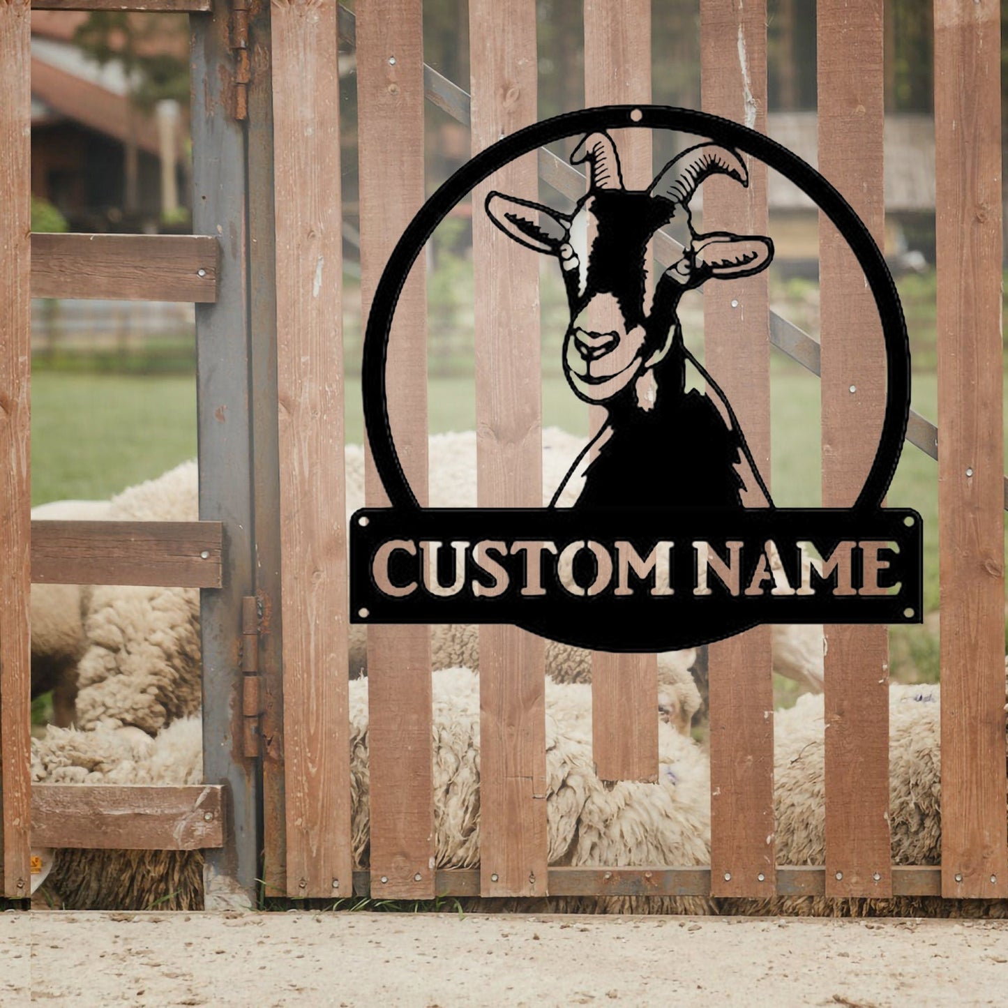 Custom Goat Farmhouse Metal Sign, Custom Goat Farm Sign, Personalized With Your Name, Goat Farmhouse