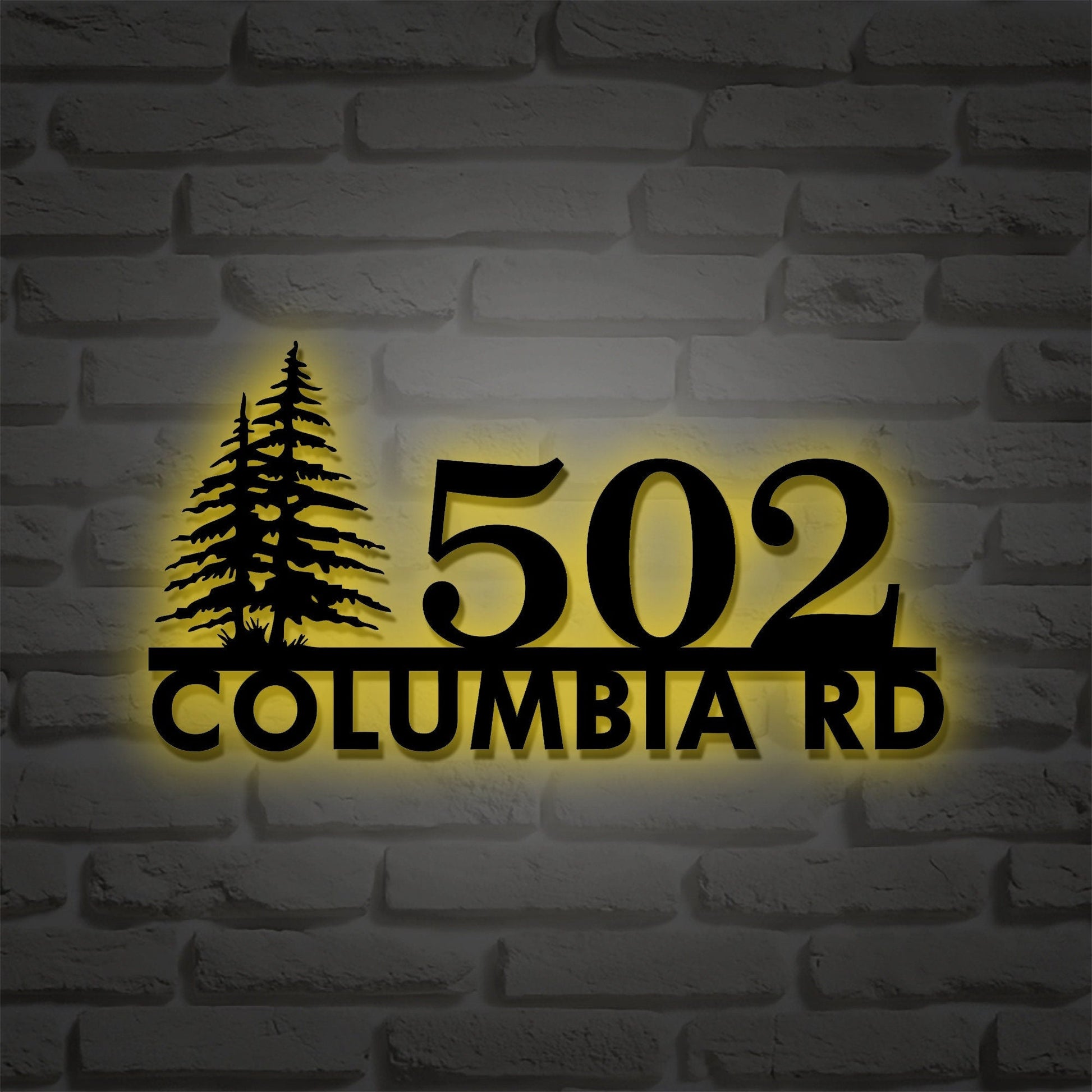 Personalized outdoor address sig, custom metal wall art, door sign number, street address sign, housewarming gift, handmade, LED night light