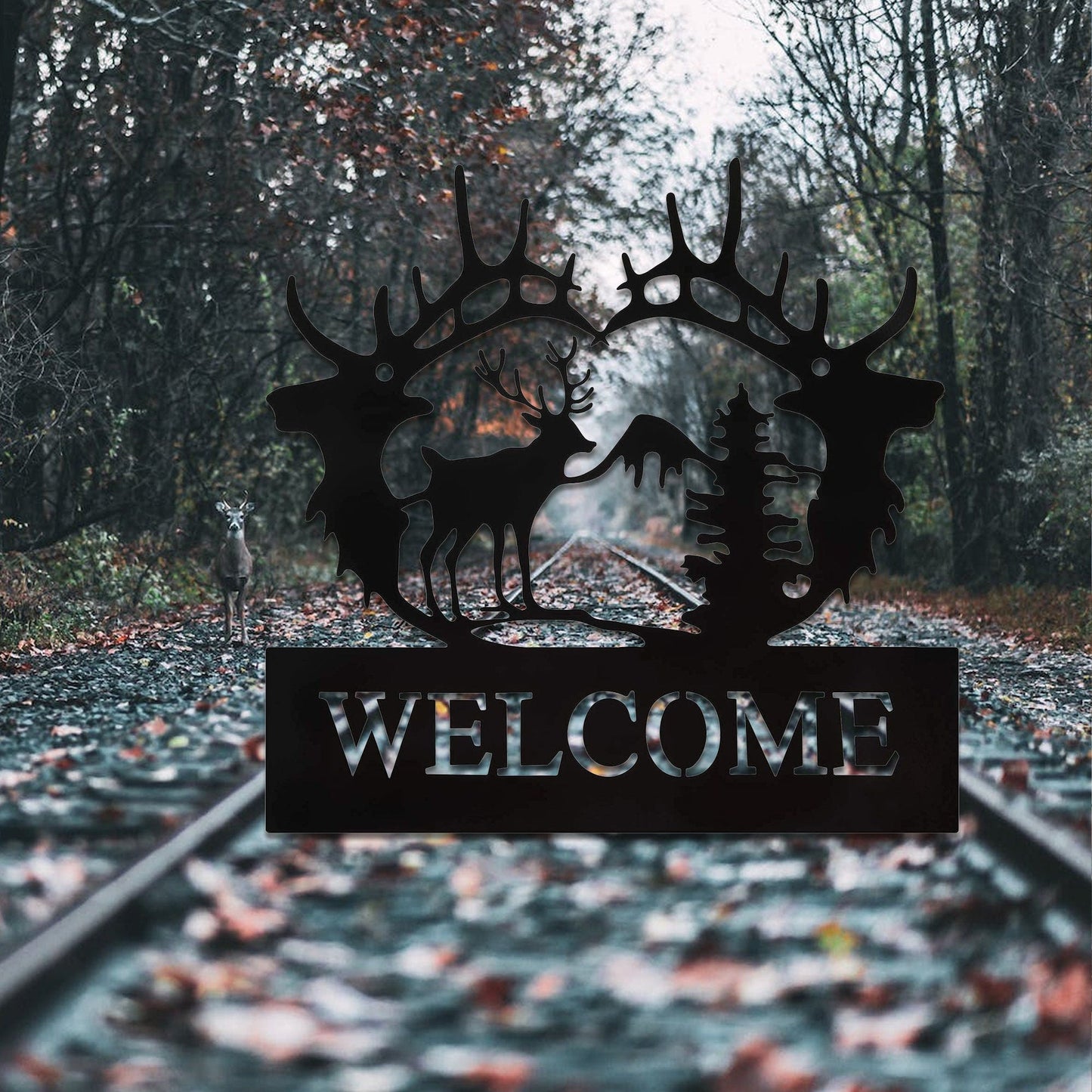 PersonalizedDeer Head Sign, custom Deer Antler Decor, Deer Hunter Gift, Christmas Gift For Him, Deer Name Metal Sign, Fathers Day Gift, LED sign