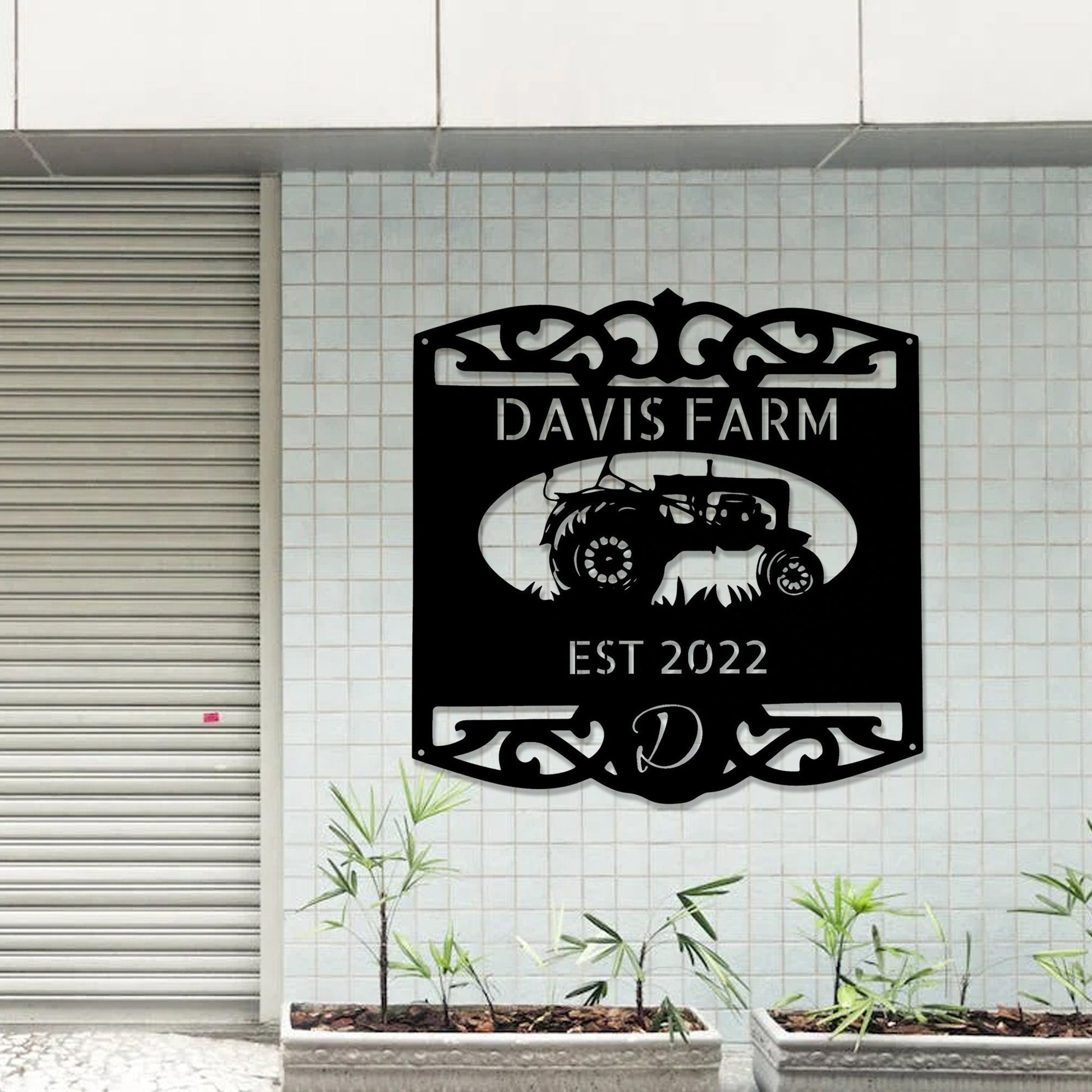 Custom Farmhouse Sign, Personalized Metal Sign Customized Outdoor, Farm Tractor Art Home Wall Decor, Outside Barn Ranch Welcome Entrance