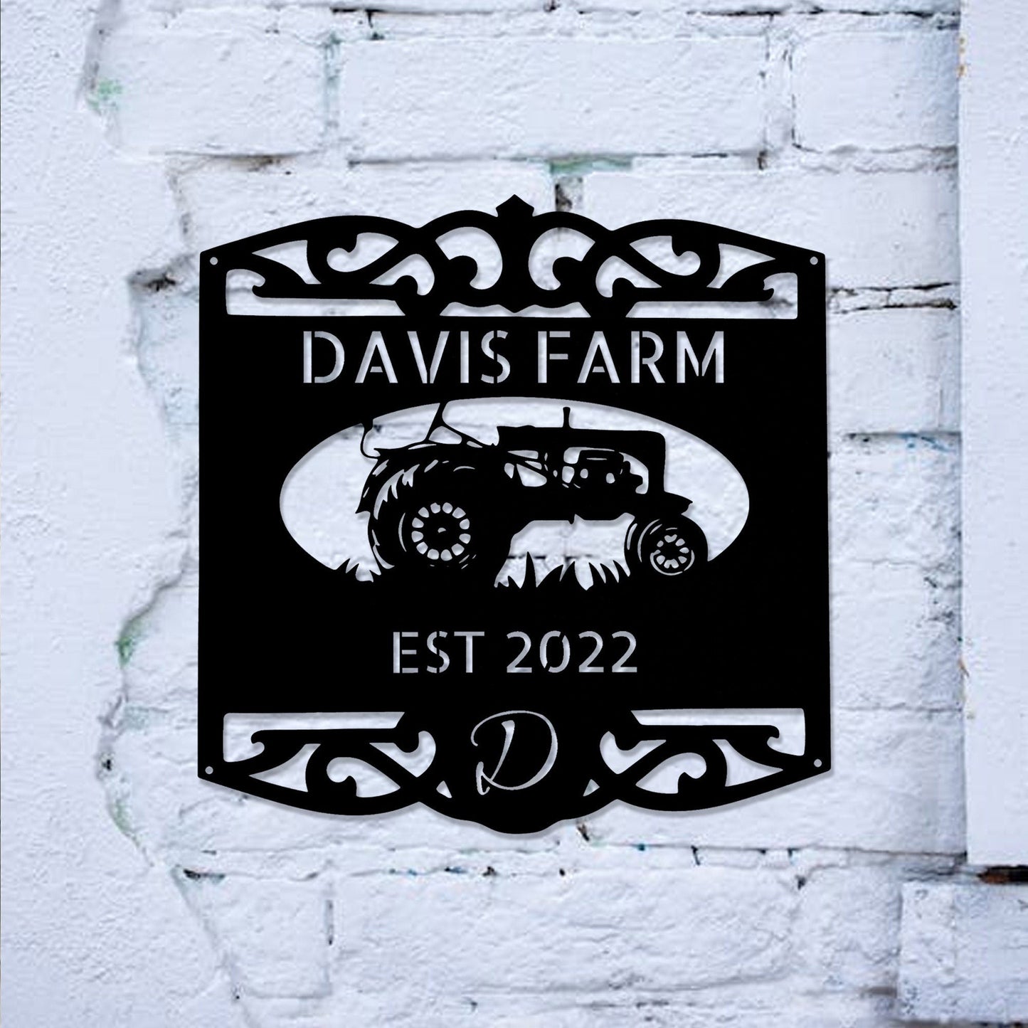 Custom Farmhouse Sign, Personalized Metal Sign Customized Outdoor, Farm Tractor Art Home Wall Decor, Outside Barn Ranch Welcome Entrance