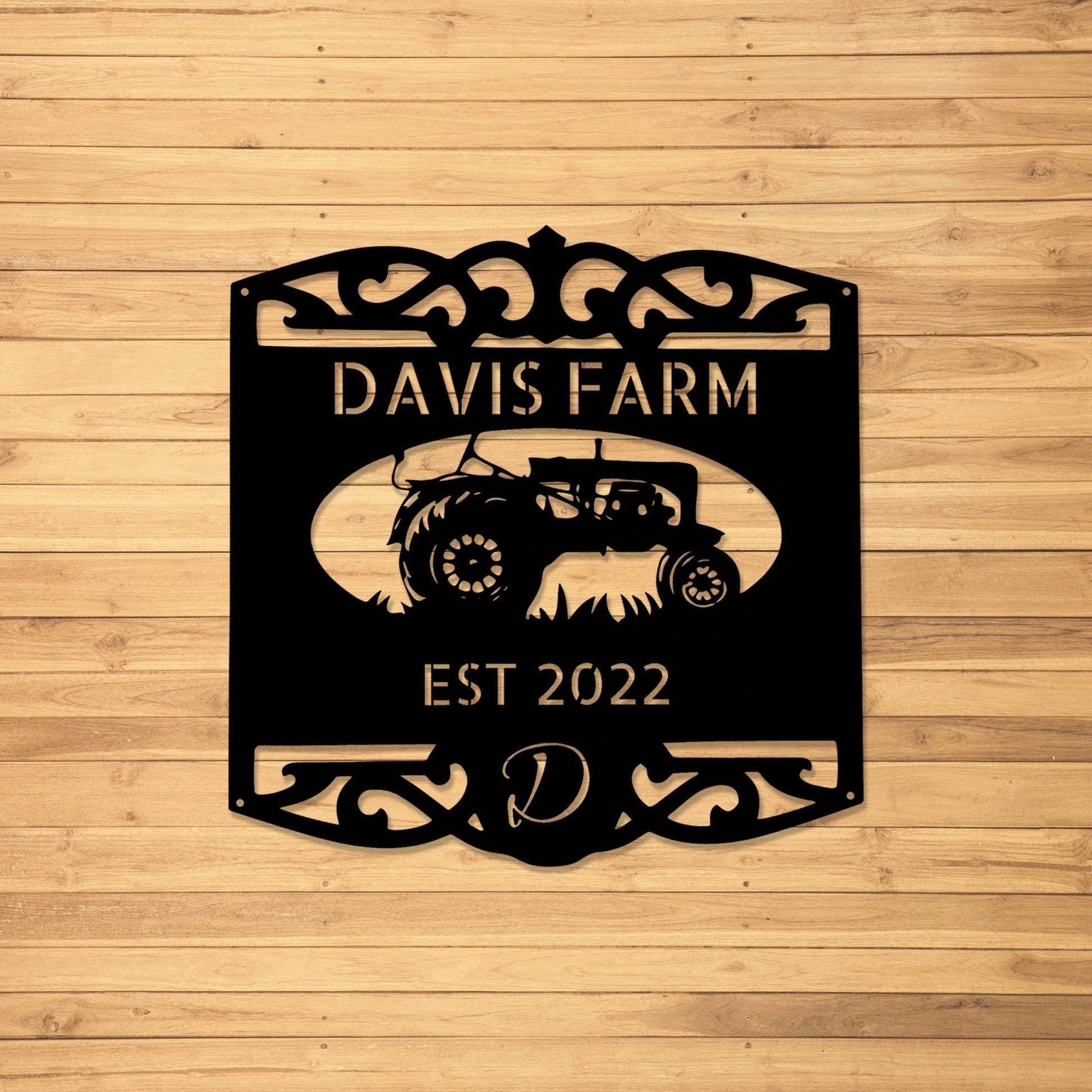 Custom Farmhouse Sign, Personalized Metal Sign Customized Outdoor, Farm Tractor Art Home Wall Decor, Outside Barn Ranch Welcome Entrance