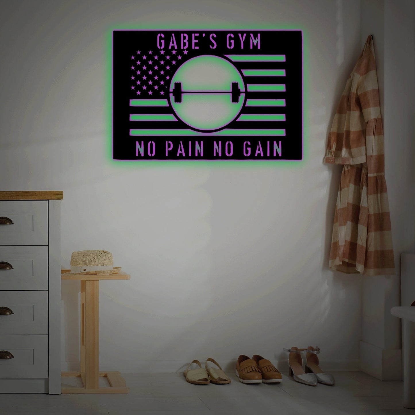 Custom Gym Name Metal, Gym Sign, Bedroom Wall Hanging, Living Room Hanging, Metal Decorations, Custom Crafts, Handmade Signs, Great Gifts