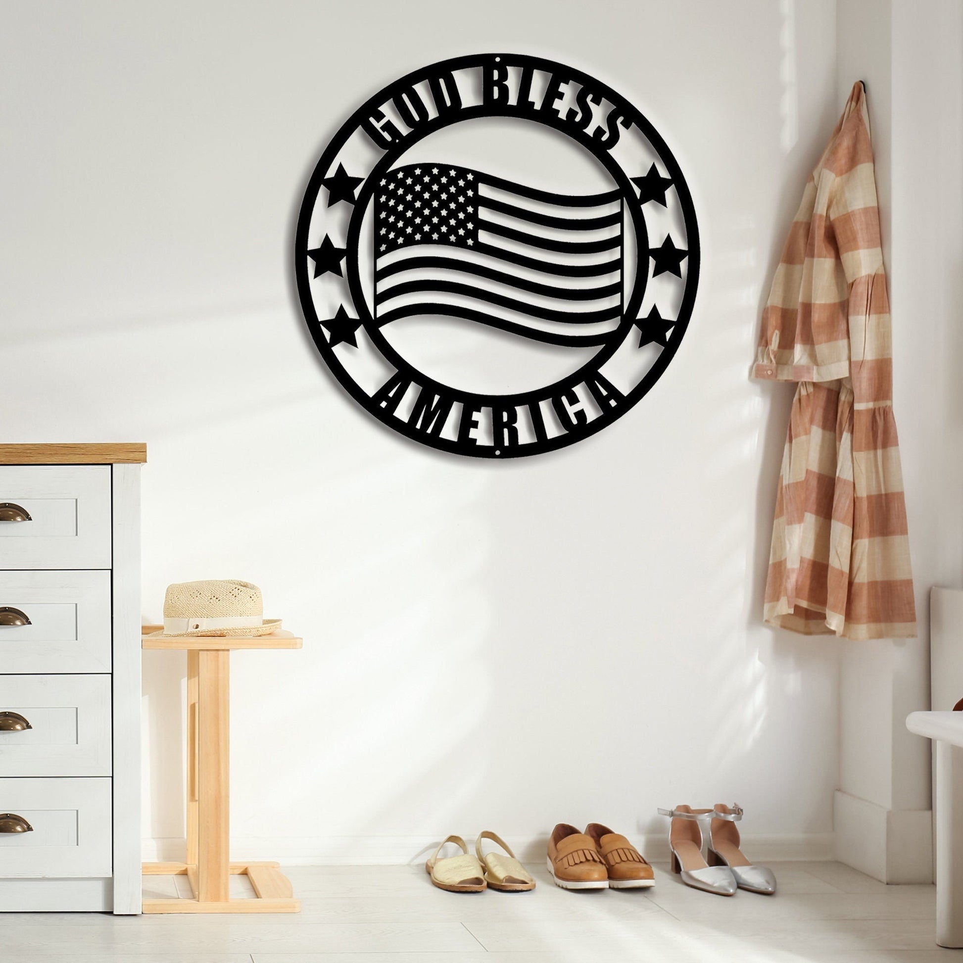 American Flag Metal Art Decor, Custom Workshop Metal Sign, Indoor And Outdoor Flag Sign, Patriotic Sign, American Freedom, LED Sign