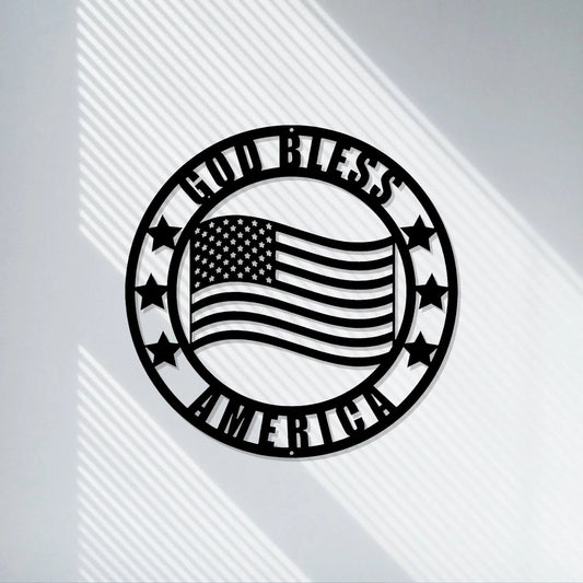 American Flag Metal Art Decor, Custom Workshop Metal Sign, Indoor And Outdoor Flag Sign, Patriotic Sign, American Freedom, LED Sign