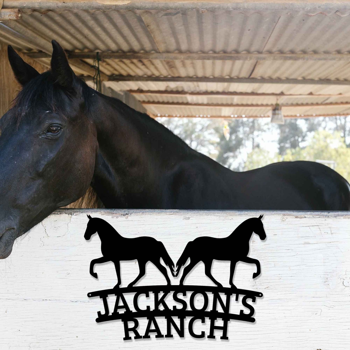 Custom Horse Metal Ranch Sign,Horse Barn Sign,Farmhouse Decor,Outdoor Family Name Sign,Fence,Metal Sign,Custom Metal Ranch Sign,LED Sign