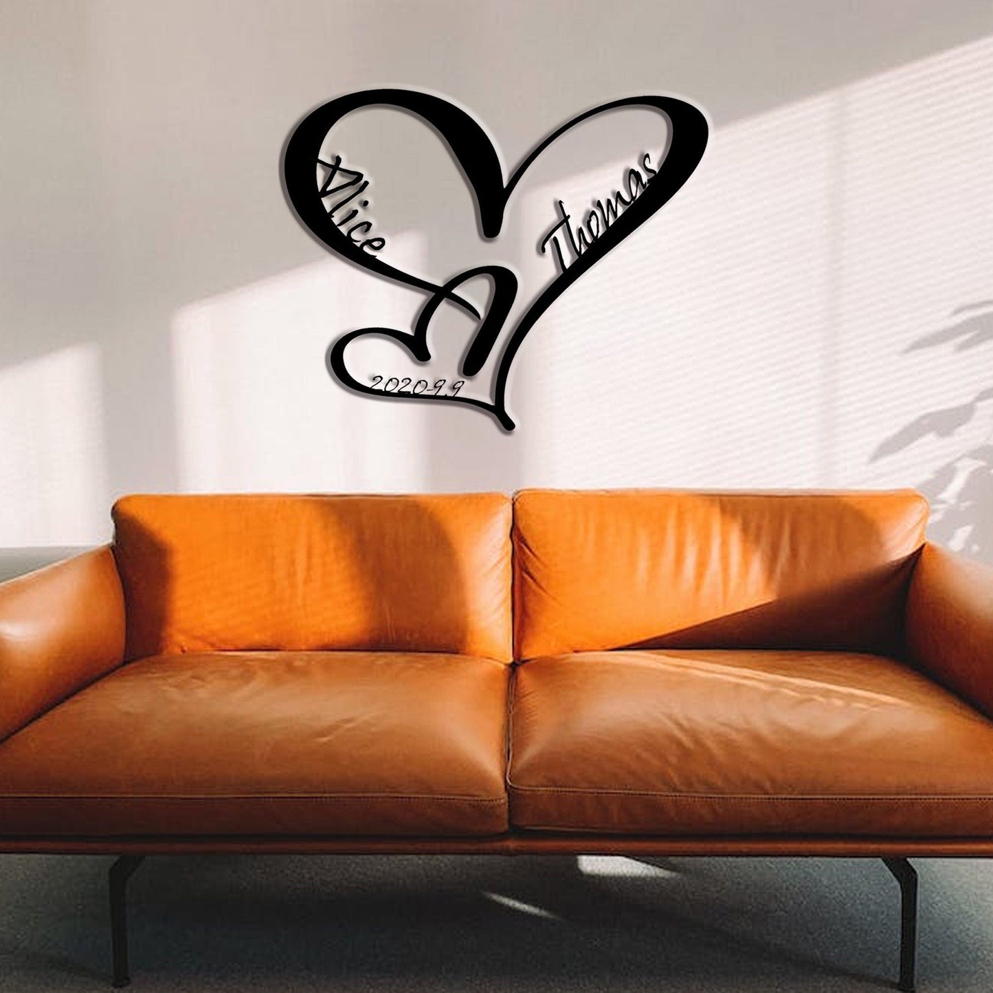 Custom infinite heart metal wall decor / personalized family name sign / steel art geometric wall decor / valentine's day gift / LED sign