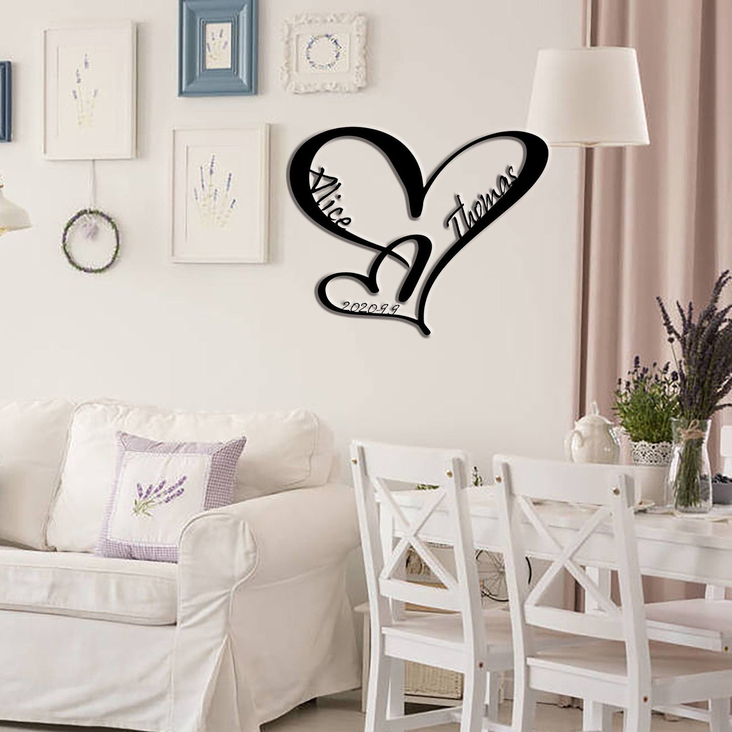 Custom infinite heart metal wall decor / personalized family name sign / steel art geometric wall decor / valentine's day gift / LED sign