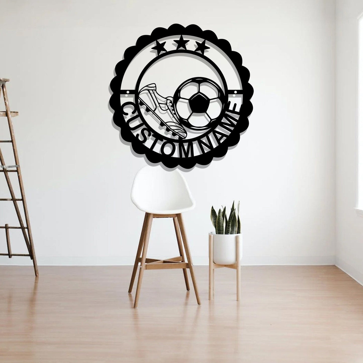 Personalized soccer LED metal art sign, light up soccer name metal sign, multi-color soccer art, metal soccer wall art, soccer fan gifts