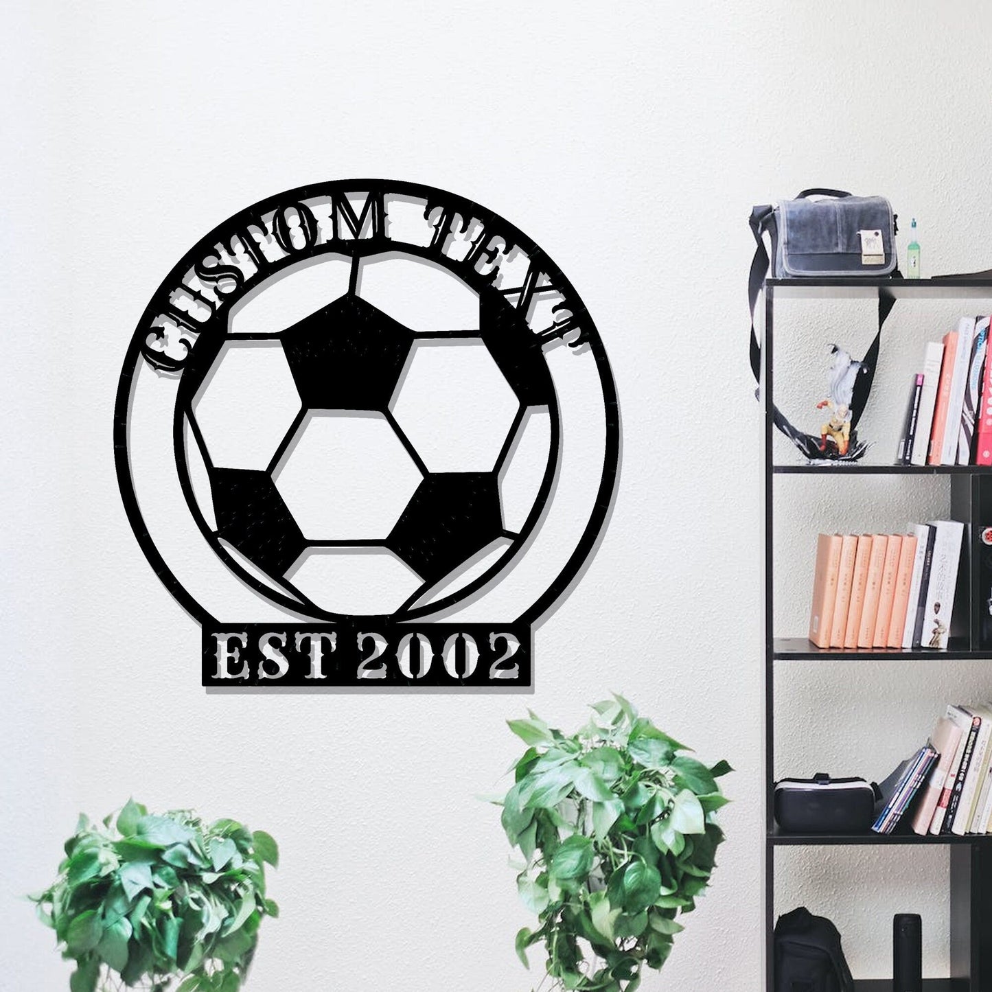 Personalized soccer metal sign, custom soccer name metal sign/World Cup gift/gift for him/metal wall art/LED light-emitting soccer wallsconce
