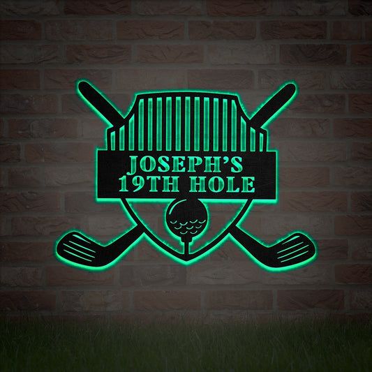 19th Hole Metal Sign, Personalized Golf Sign, Golf Mancave Sign