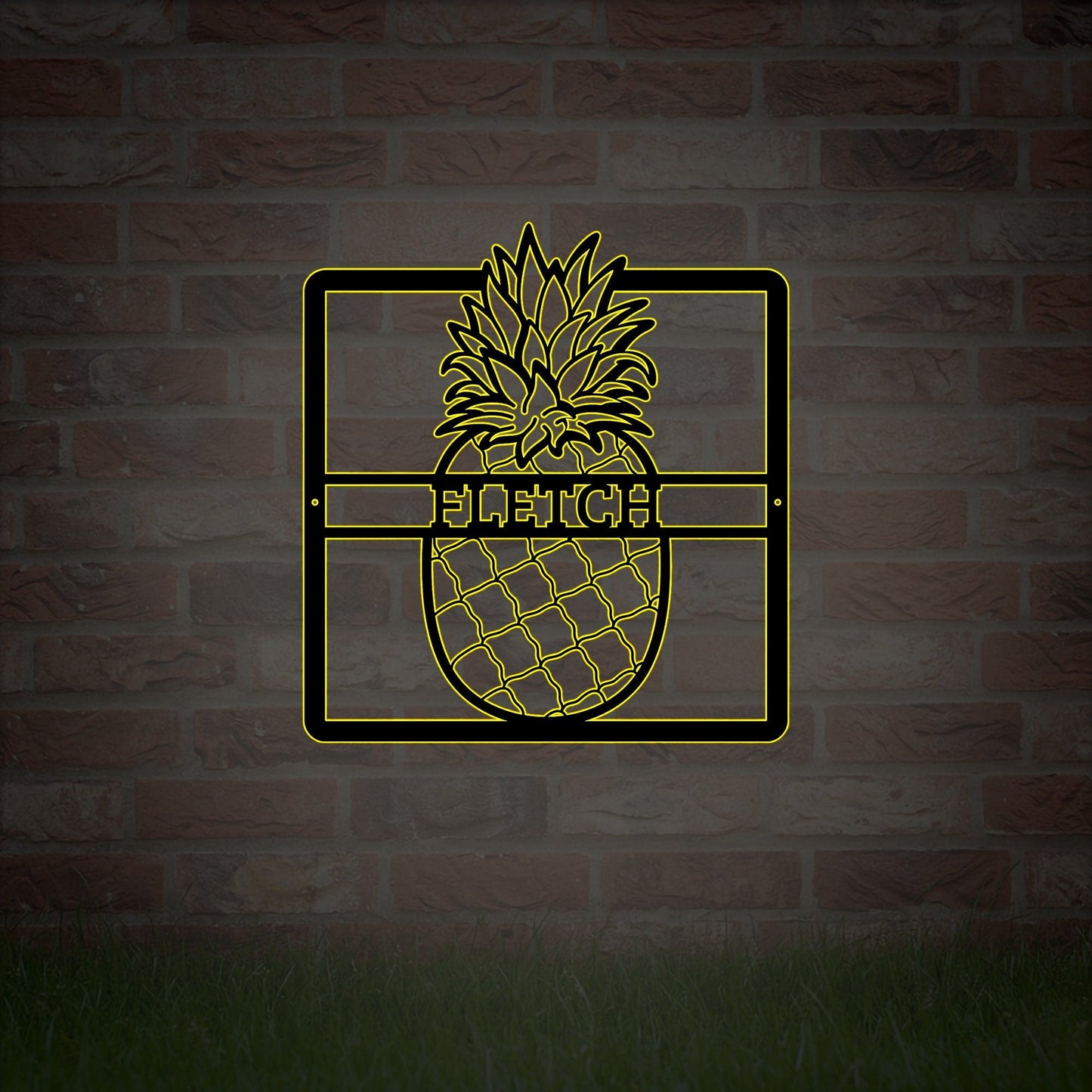 Personalized handmade Custom Metal Address Sign/PineappleMetal House Numbers/Pineapple Decor/Hawaiian Tropical Decor/Housewarming/LED Sign