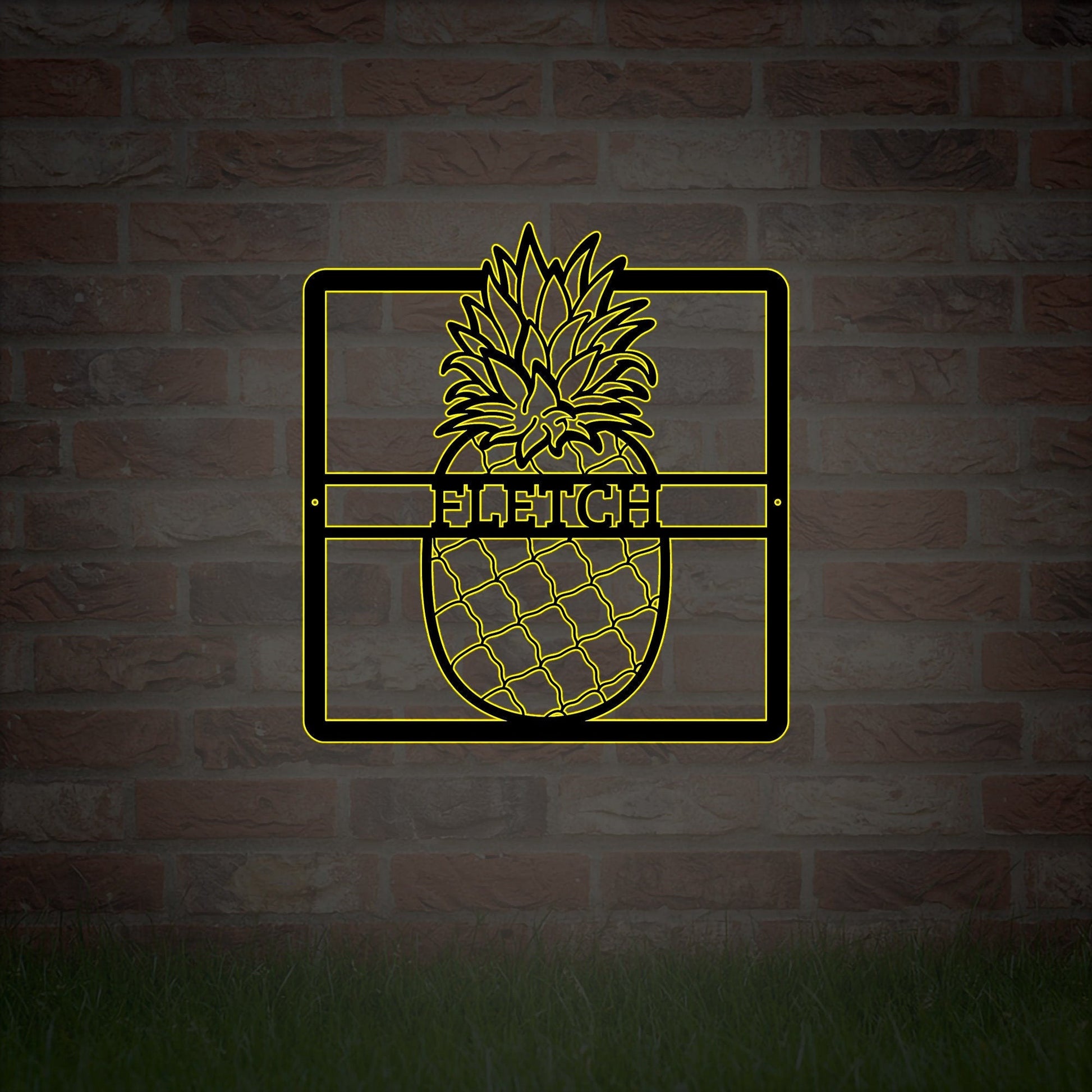 Personalized handmade Custom Metal Address Sign/PineappleMetal House Numbers/Pineapple Decor/Hawaiian Tropical Decor/Housewarming/LED Sign