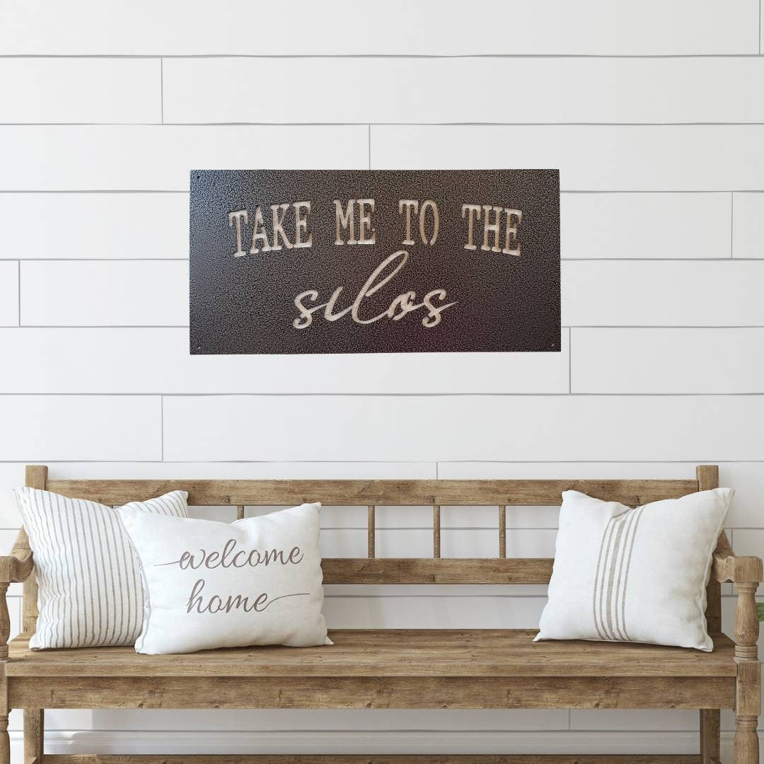 Take Me To The Silos Metal Wall Decor, Take Me To The Silos Signs, Farmhouse Decor, Living Room Decor, Entryway Decor, Metal Signs