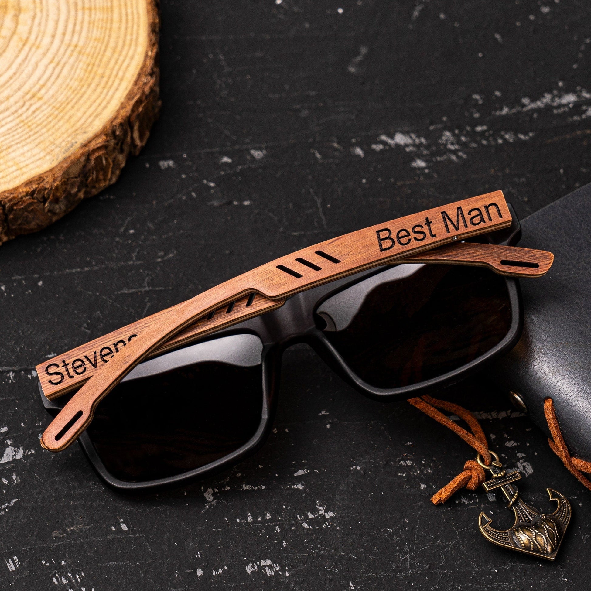 Personalized Wooden Sunglasses, Groomsmen Gifts, Groomsmen Proposal, Custom Engraved Unisex Sunglasses, Mens Gift, Groomsmen Sunglasses