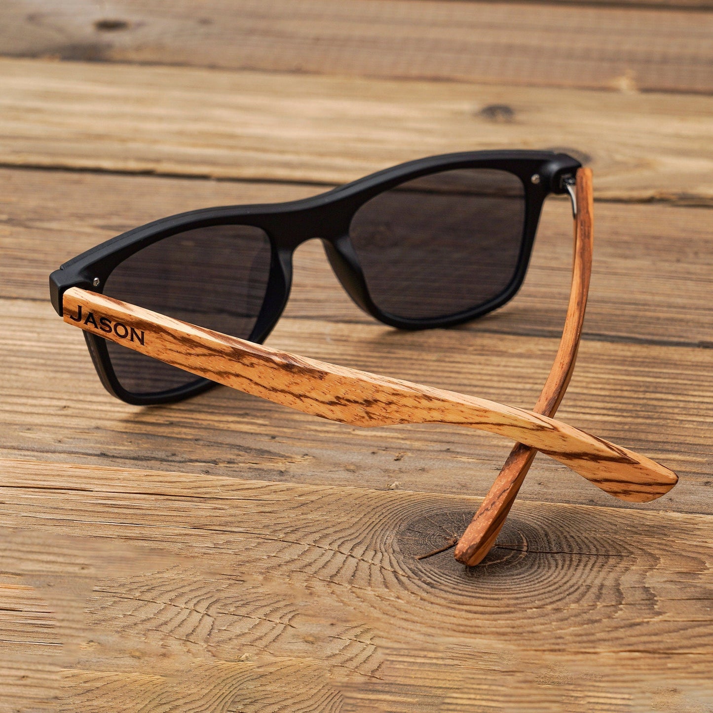 Personalized Zebrawood Wooden Sunglasses, Custom Engraved Unisex Sunglasses With Wood Box, Mens Gift, Groomsmen Gifts, Groomsmen Sunglasses