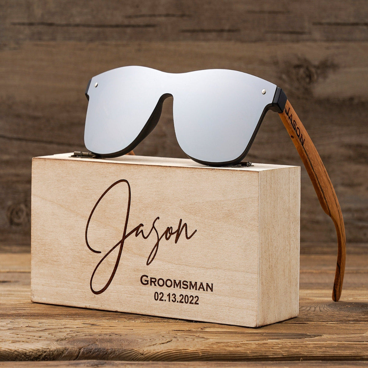 Personalized Zebrawood Wooden Sunglasses, Custom Engraved Unisex Sunglasses With Wood Box, Mens Gift, Groomsmen Gifts, Groomsmen Sunglasses