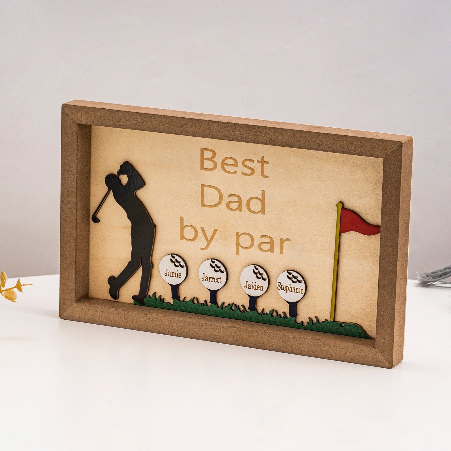 Best Dad by Par Sign, Wooden Golf Sign, Fathers Day Gifts, Personalized Plaque for Dad, Grandpa, Unique Gifts for Dad, Custom Golf Name Sign