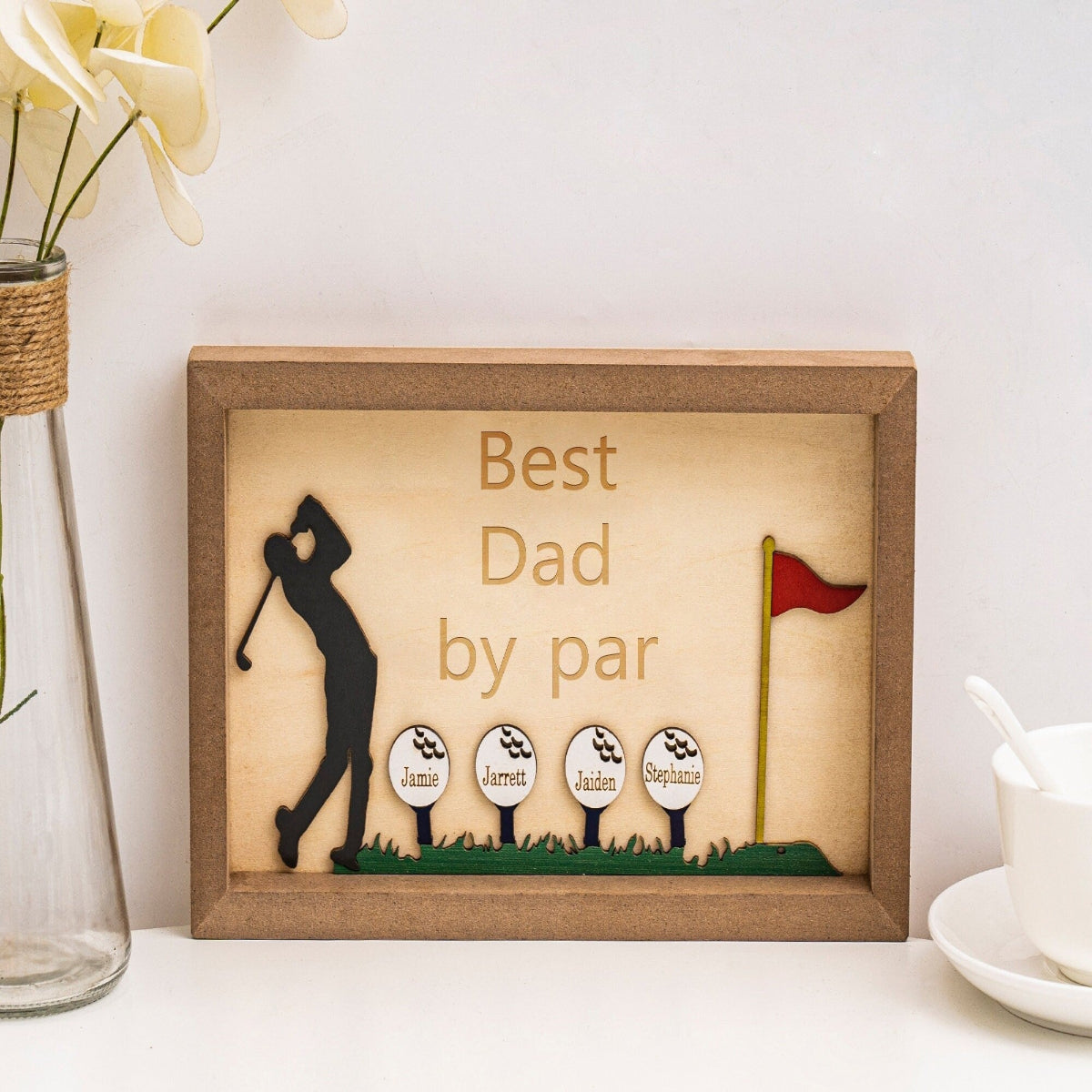 Best Dad by Par Sign, Wooden Golf Sign, Fathers Day Gifts, Personalized Plaque for Dad, Grandpa, Unique Gifts for Dad, Custom Golf Name Sign