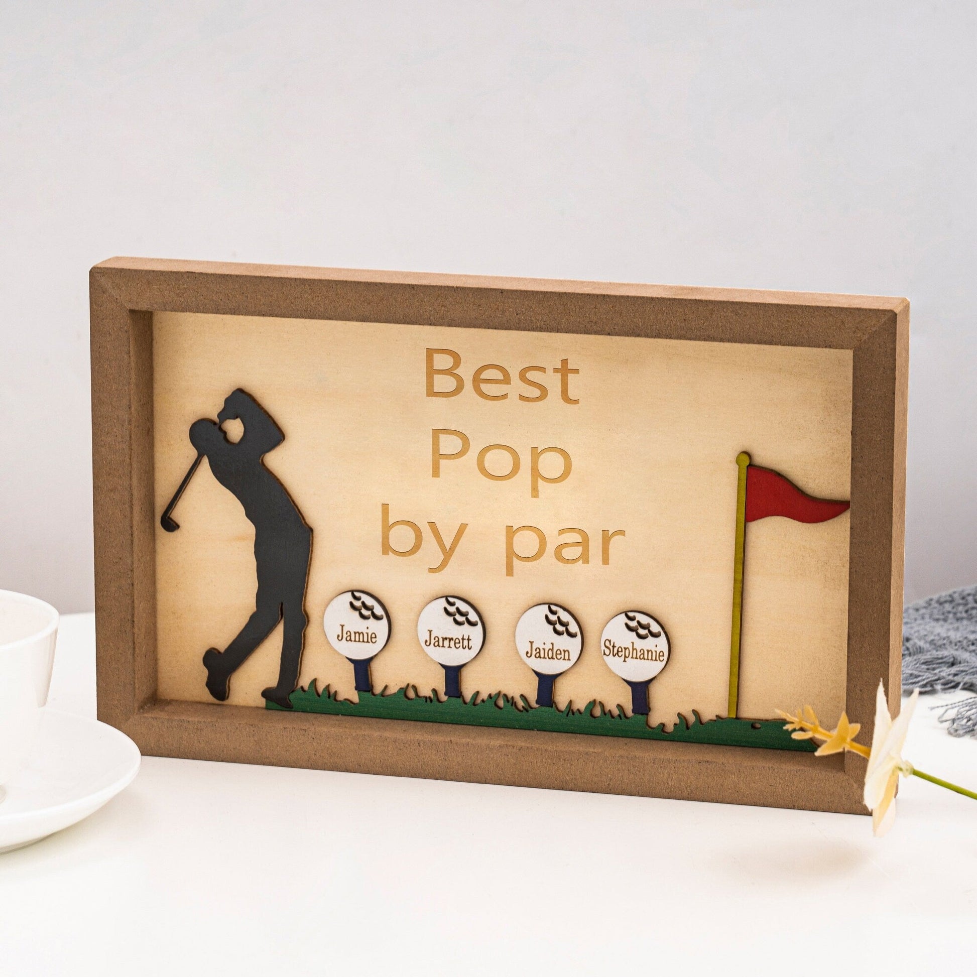 Best Dad by Par Sign, Wooden Golf Sign, Fathers Day Gifts, Personalized Plaque for Dad, Grandpa, Unique Gifts for Dad, Custom Golf Name Sign