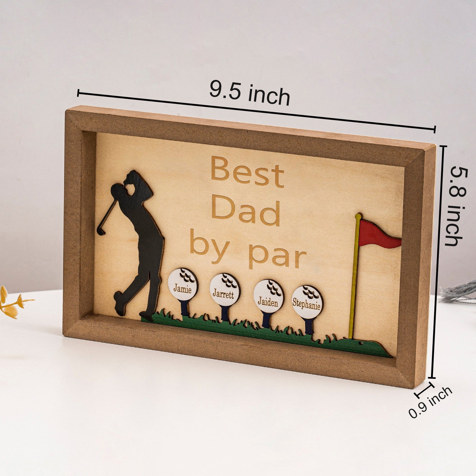 Best Dad by Par Sign, Wooden Golf Sign, Fathers Day Gifts, Personalized Plaque for Dad, Grandpa, Unique Gifts for Dad, Custom Golf Name Sign