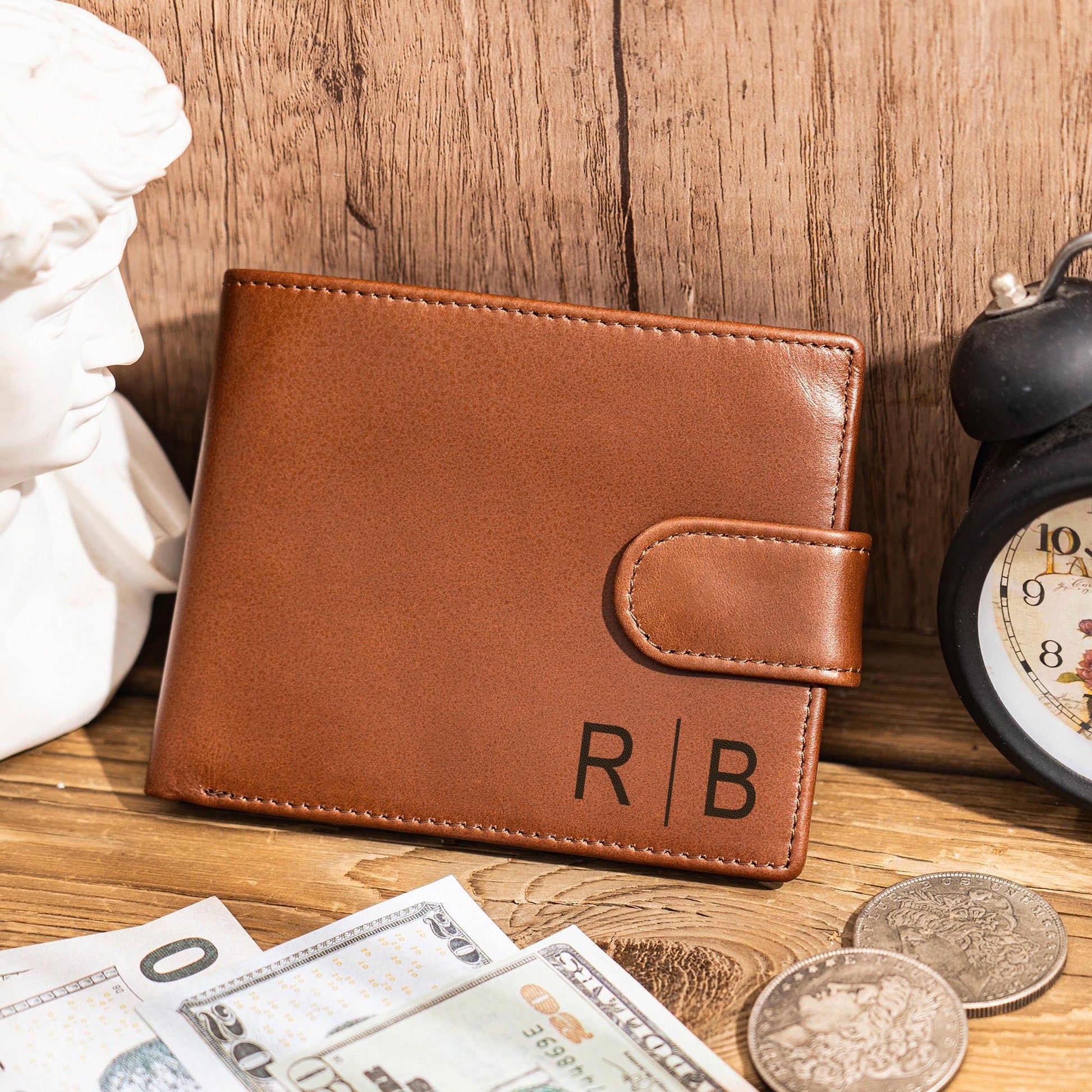 Personalized Mens Leather Wallet, Custom Engraved Wallet, Groomsmen Wallet, Boyfriend Gift, Anniversary Gift for Him, Christmas Gift for Dad