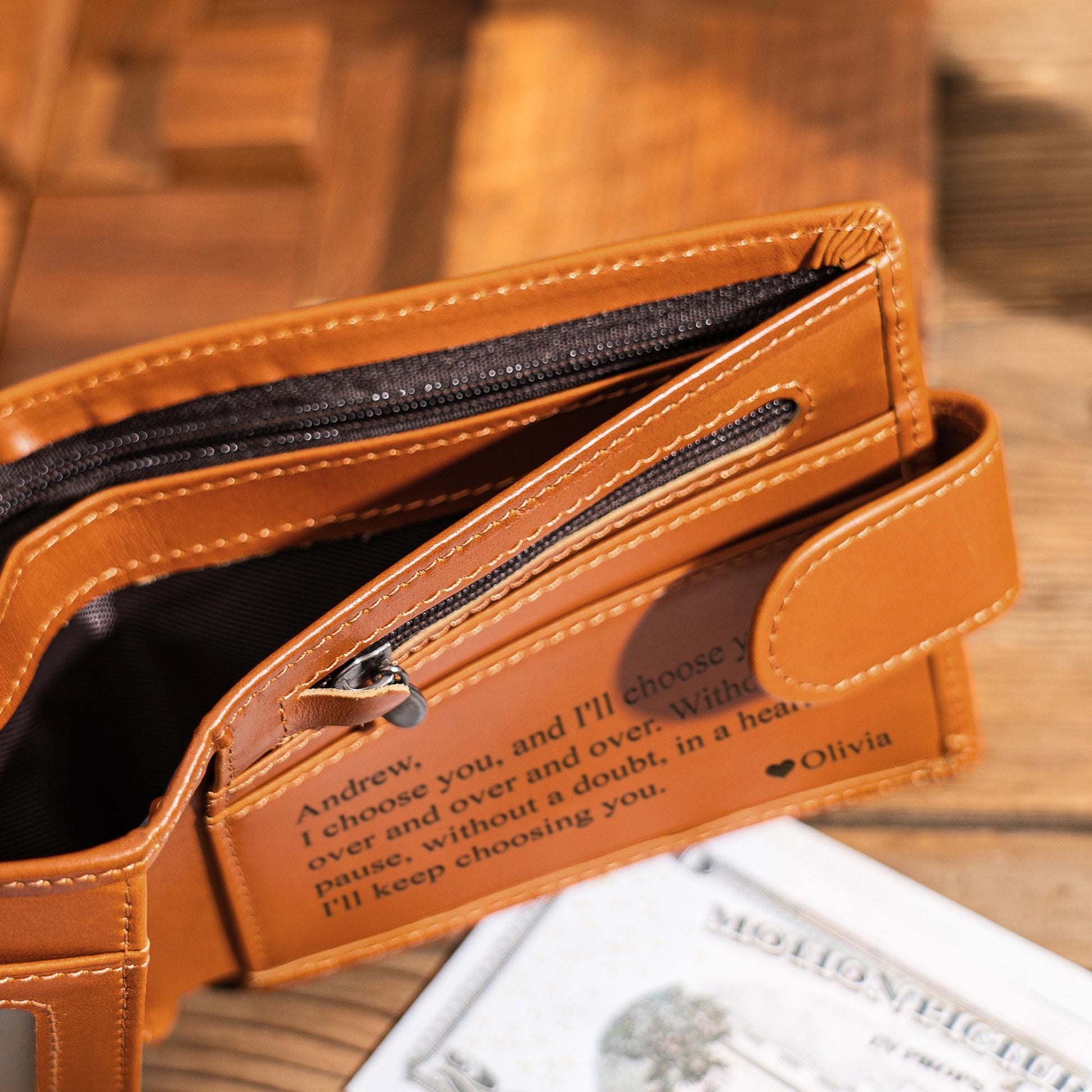 Personalized Mens Leather Wallet, Custom Engraved Wallet, Groomsmen Wallet, Boyfriend Gift, Anniversary Gift for Him, Christmas Gift for Dad