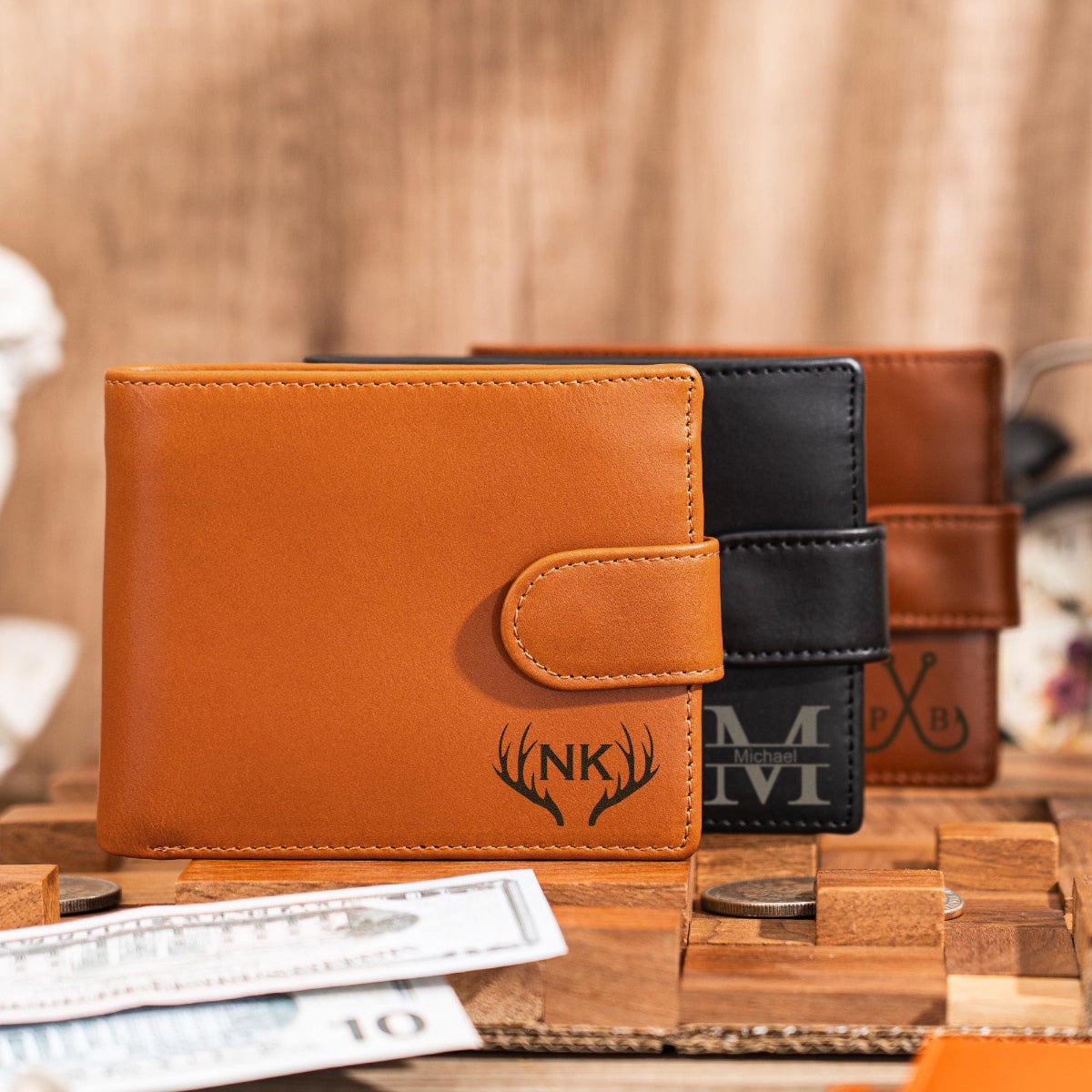 Personalized Mens Leather Wallet, Custom Engraved Wallet, Groomsmen Wallet, Boyfriend Gift, Anniversary Gift for Him, Christmas Gift for Dad