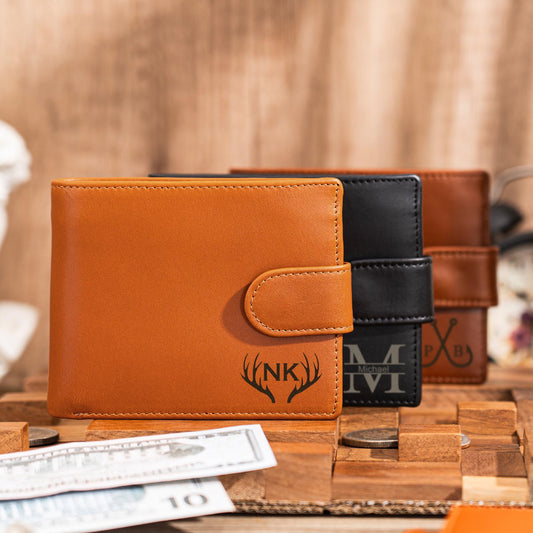 Personalized Mens Leather Wallet, Custom Engraved Wallet, Groomsmen Wallet, Boyfriend Gift, Anniversary Gift for Him, Christmas Gift for Dad