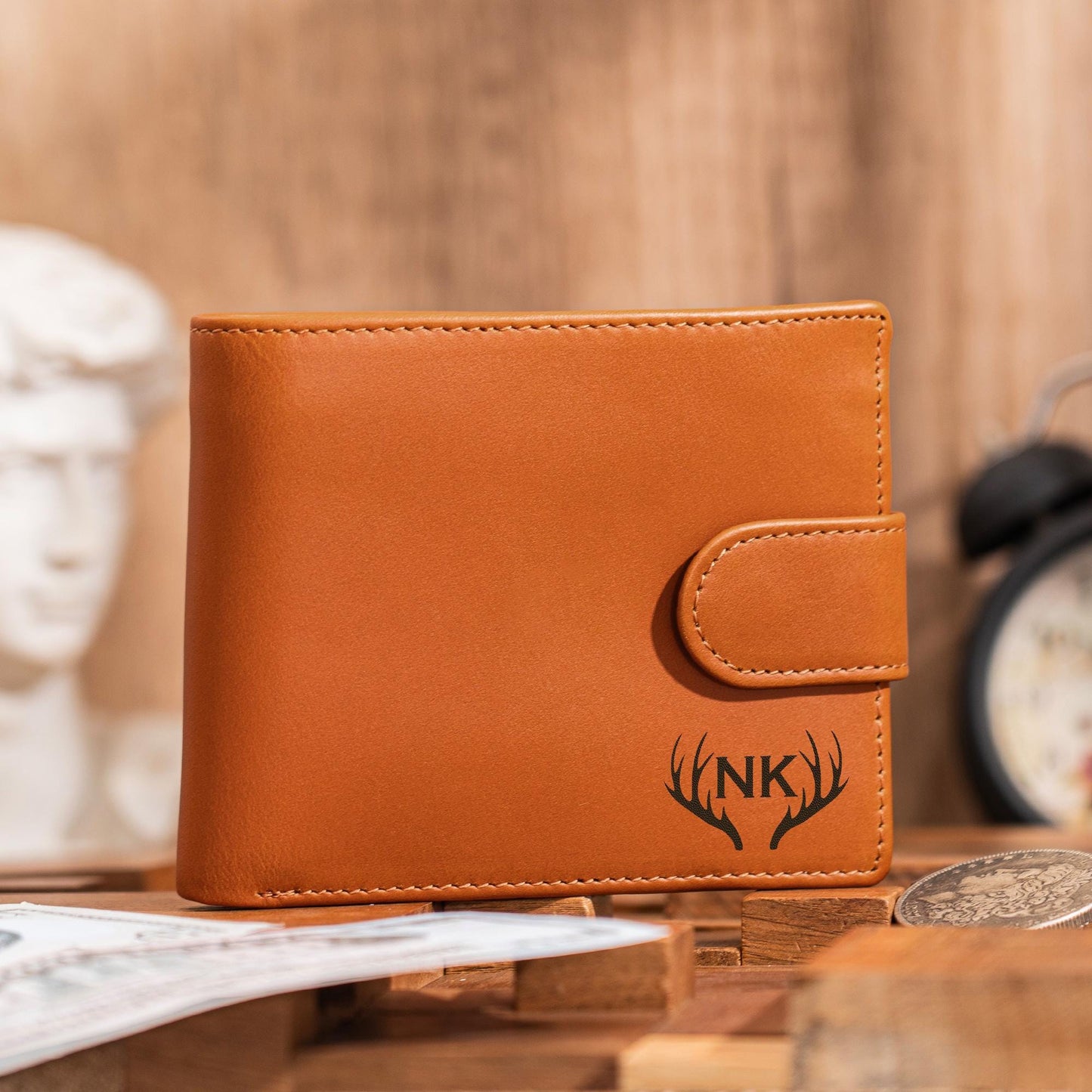 Personalized Mens Leather Wallet, Custom Engraved Wallet, Groomsmen Wallet, Boyfriend Gift, Anniversary Gift for Him, Christmas Gift for Dad